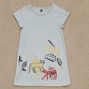 Tea Collection Graphic Print Dress - Light Green with Animal Design. Size 5 EUC